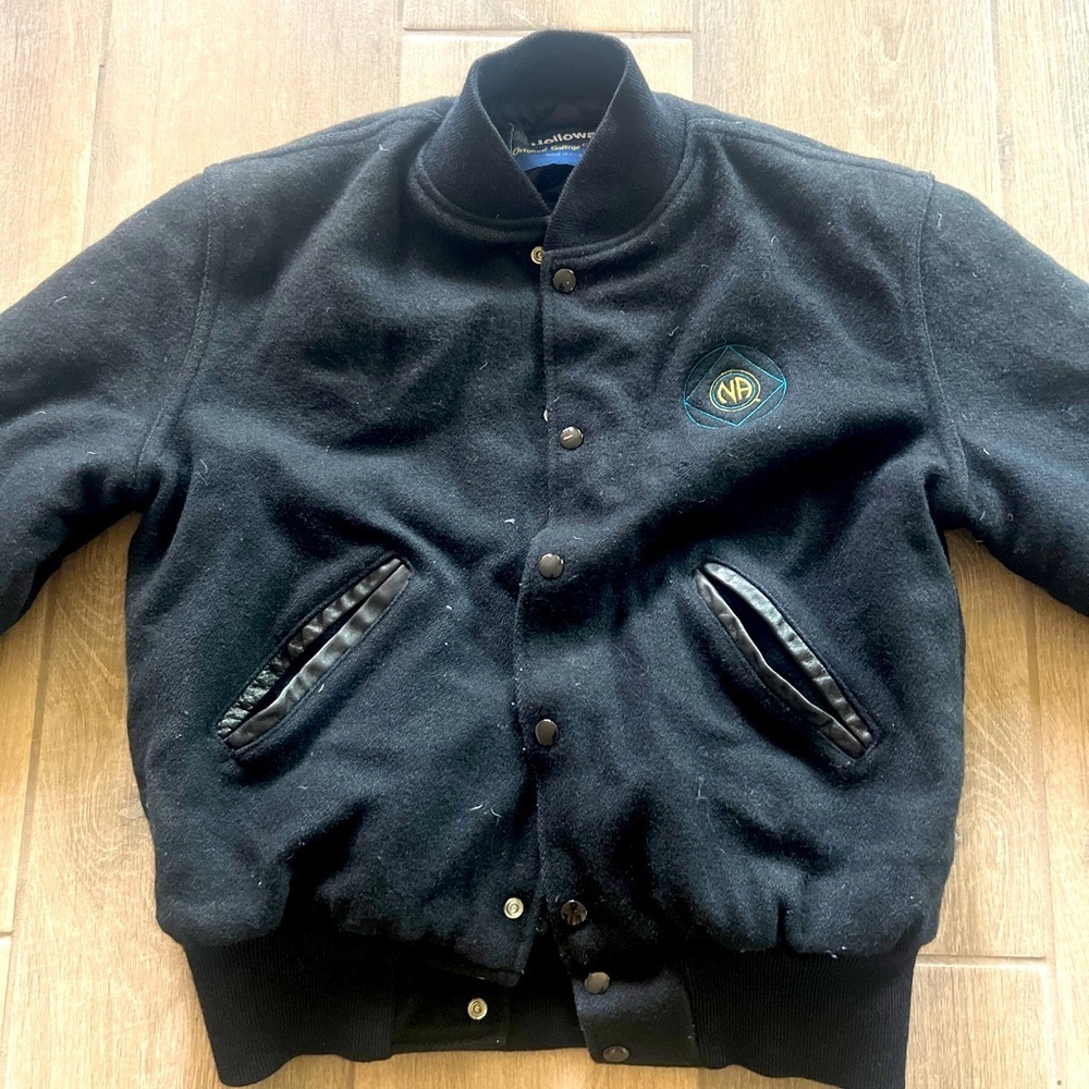 Holloway Original College Jacket Scrnca NA Black Wool Varsity Jacket Size Small